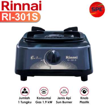 KOMPOR GAS 1 TUNGKU RINNAI RI-301S / RI301S GARANSI RESMI (MEDAN)
