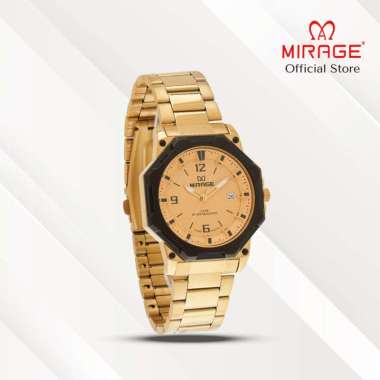 Mirage Jam Tangan Pria Analog 8817 M Gold Original Stainless Plat Gold