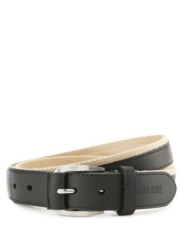 Urban State - Canvas Lux Pin Buckle Top Grain Leather Belt - Black 120 cm Black