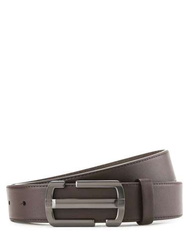Urban State - Icon Plate Buckle Top Grain Leather Belt - Brown 120 cm Brown
