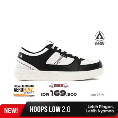 Aerostreet 37-44 Hoops Low 2.0 Putih Hitam Putih - Sepatu Sneakers Casual 38