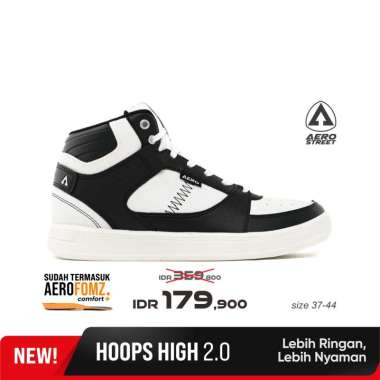 Aerostreet 37-44 Hoops High 2.0 Putih Hitam Putih - Sepatu Sneakers Casual 39