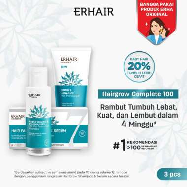 WHS - Near EXP - ERHA Bundling HairGrow Shampoo 100ml, Hair Moisturizer & HairGrow Serum 7x8 ml - Pe
