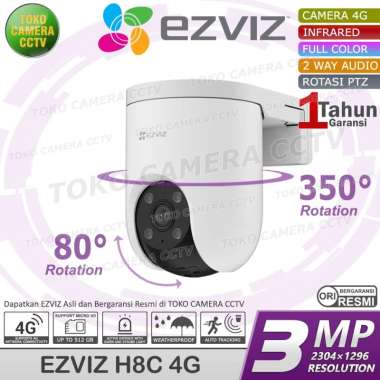 EZVIZ H8C 4G 2K SIM GSM KAMERA CCTV SMART IP CAMERA PTZ AUDIO FULLCOLOR MEMORI 64GB