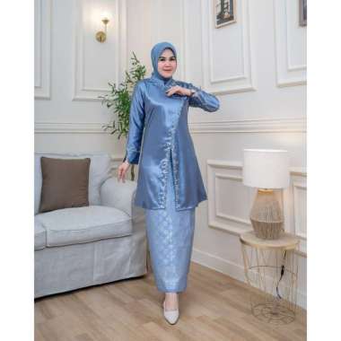 ARA - Setelan Rok Kebaya Wanita Modern Tunik Bahan Brukat Model Kebaya Modern Terbaru denim