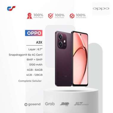 Oppo A3X 4/64GB 4/128GB 6/128GB | Snapdragon 6s 4G Gen1 - Garansi Resmi 4/64GB PROMO