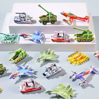 OEM SK-M358 Mainan Edukasi Anak DIY Puzzle 3D Mini Motif Dino Animal Serangga Pesawat / Mainan Bongk