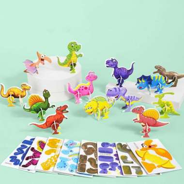 OEM SK-M358 Mainan Edukasi Anak DIY Puzzle 3D Mini Motif Dino Animal Serangga Pesawat / Mainan Bongk