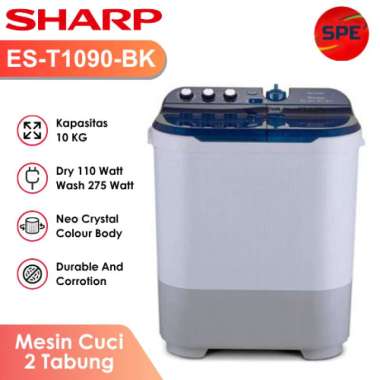 MESIN CUCI SHARP 2 TABUNG KAPASITAS 10 KG ES-T1090 / EST1090 GARANSI RESMI (MEDAN)