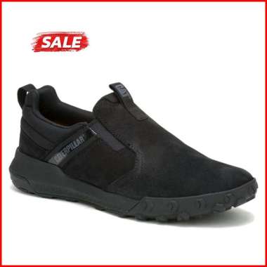 CATERPILLAR SEPATU SLIP ON KASUAL PRIA ORIGINAL KULIT ASLI ORI CASUAL ALL FULL BLACK HITAM POLOS CAT