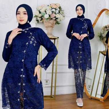 JANG - Setelan Rok Kebaya Wanita Modern Tunik Bahan Brukat Model Kebaya Modern Cantik Modis Elegan n