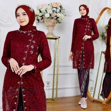 JANG - Setelan Rok Kebaya Wanita Modern Tunik Bahan Brukat Model Kebaya Modern Cantik Modis Elegan h