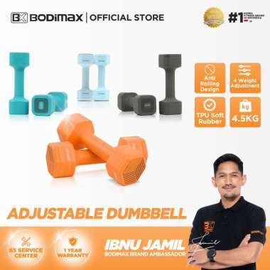 BODIMAX ADJUSTABLE DUMBBELL - Non Slip Dumbbell 5 kg SQUARE GRAY