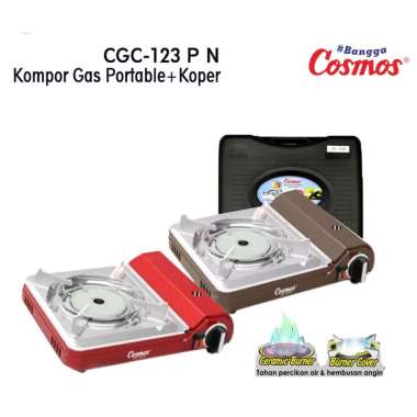 Cosmos Kompor Gas Portable CGC123PN / CGC-123PN Stainless Stell 1 Tungku + Koper red