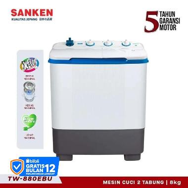 Sanken TW-880EBU Mesin Cuci Twin Tub 2 Tabung [8 KG]