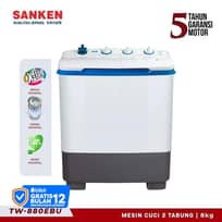 Sanken TW-880EBU Mesin Cuci Twin Tub 2 Tabung [8 KG]