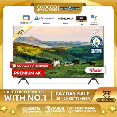 NEW COOCAA TV 43 inch Y65 - 4K GOOGLE TV - Dolby Audio - Eye Care - HDR10 - Find Remote - (COOCAA 43