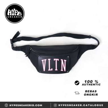 Tas VALENTINO VLTN TEXT WHITE BLACK WAIST BAG 100% ORIGINAL 28X16X10CM