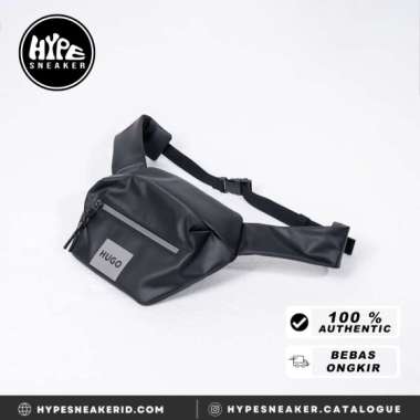 Tas HUGO BOSS HUGO SQUARE GREY BLACK WATERPROOF WAIST BAG 100% ORIGINAL 23X13X4CM