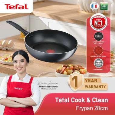 Tefal Cook & Clean Frypan 28cm - Panci Wajan Penggorengan Hitam