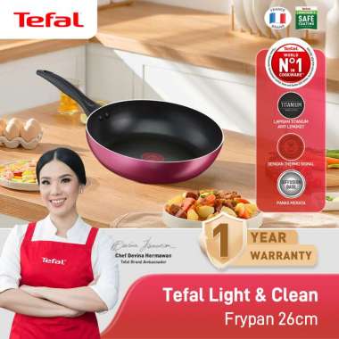 Tefal Light & Clean Frypan 26cm - Panci Wajan Penggorengan Merah