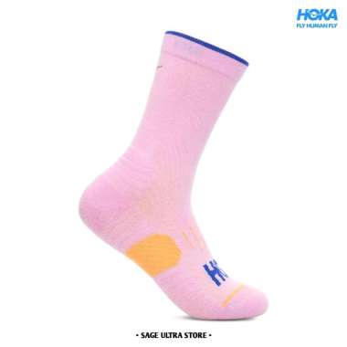 Kaos Kaki Lari Running Hoka Crew Run Sock Unisex Men Women Original Pink Twilight L