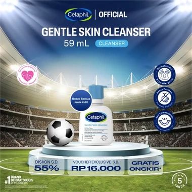 Cetaphil Gentle Skin Cleanser 59ml dengan Niacinamide, Glycerin dan Panthenol Sabun Pembersih Muka Untuk Segala Jenis Kulit