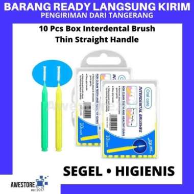 1 Box Mix 4 Size Interdental Brush 2in1 Sikat Gigi Ortho Behel Kawat 10pc Lurus BOX