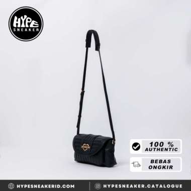Tas LOVE MOSCHINO HEART PLAQUE PUFFED BLACK FLAP SHOULDER BAG 100% ORIGINAL 26X13X6CM