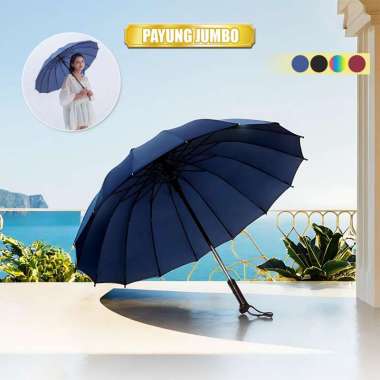 OEM ONE-C1158 Payung 16 Jari Polos Buka Otomatis Gagang Lurus Payung Golf Payung Hujan / Payung Pela