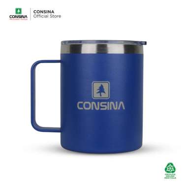 Consina Stainless Steel Mug Gelas Outdoor Camping Anti Tumpah Biru
