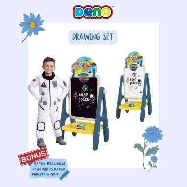 [BISA INSTANT✓] DENO Kids Writing Drawing Box Set Papan Tulis Anak