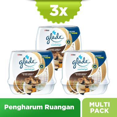 Glade Scented Gel Pengharum Ruangan Vanilla Oud Wood [180 g] isi 3 Pcs