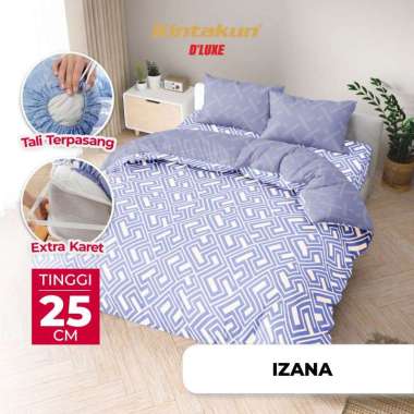 Kintakun DLUXE Bedcover Set Fitted Tinggi 25cm 160x200 King Minimalis Aesthetic - Varian Motif Izana