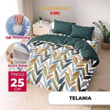 Kintakun DLUXE Bedcover Set Fitted Tinggi 25cm 160x200 King Minimalis Aesthetic - Varian Motif Telan