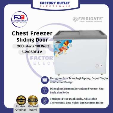 FRIGIGATE F-210SDF-LV F 210SDF LV Chest Freezer Pembeku Flat Sliding Door Glass 200 Liter - ONLY JAB