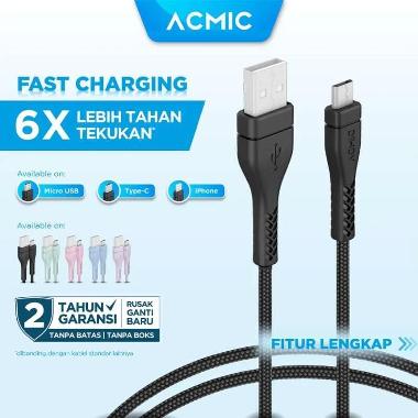 ACMIC Braided Line Kabel Data Charger 100cm Fast Charging Cable - Type C 1M Mint Green