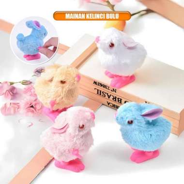 OEM ONE-M359 Mainan Kelinci Putar Manual / Mainan Anak Pet Rabbit / Mainan Kelinci Bulu Lucu Berjala