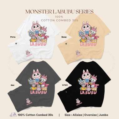 ELLIPSESINC Kaos Lengan Pendek Labubu OVERSIZE ABU TUA