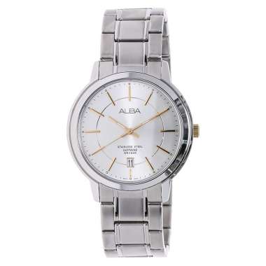 Jam Tangan Pria Alba AS9A49X1 White Dial Stainless Steel Strap