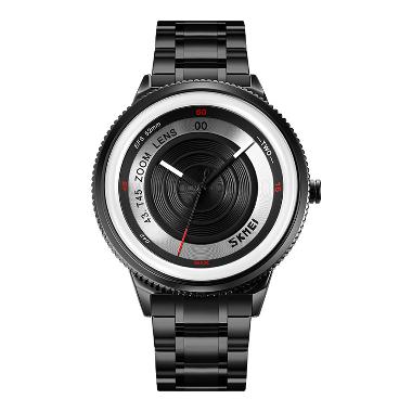 Jam Tangan Pria SKMEI 9267WT Men Black Dial Black Stainless Steel Strap