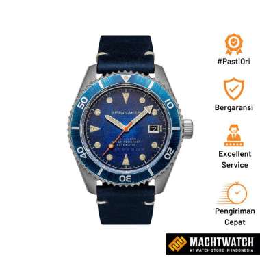 Jam Tangan Pria Spinnaker Wreck SP-5089-02 Oxidized Blue Dial Dark Blue Leather Strap