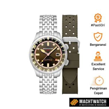 Jam Tangan Pria Spinnaker Bradner SP-5121-22 GMT Automatic Abbott Brown Stainless Steel Strap + Extr