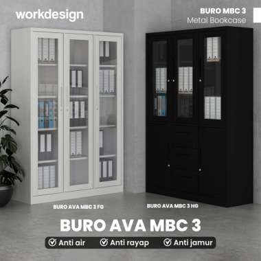 Workdesign Buro MBC 3 Rak Buku Besi / Lemari Arsip Kantor MBC 3 FG BLACK