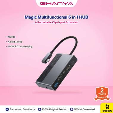 Baseus Original Magic Multifunctional 6 in 1 HUB Type C to 4K HDMI 100W USB 3.0 Jack Audio 3.5mm TF 