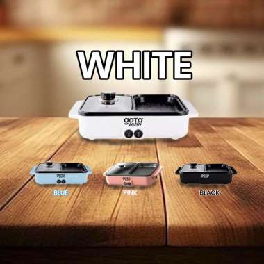 Goto Toshi Minipan Electric Hotpot Alat Panggangan Grill Pan BBQ 2in1 WHITE