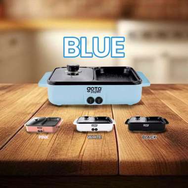 Goto Toshi Minipan Electric Hotpot Alat Panggangan Grill Pan BBQ 2in1 BLUE
