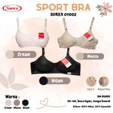 Sorex 01002 Polos Basic Tanpa Kawat Sport Bra Wanita 38 mocca
