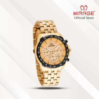 Mirage Jam Tangan Pria Analog 8535 M Gold Original Stainless Plat Hitam