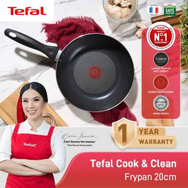 Tefal Cook & Clean Frypan 20cm - Panci Wajan Penggorengan Hitam